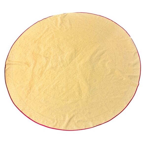 French Country Round Tablecloth – Red & Yellow Olive Branch Print (70”) - Picture 4 of 4